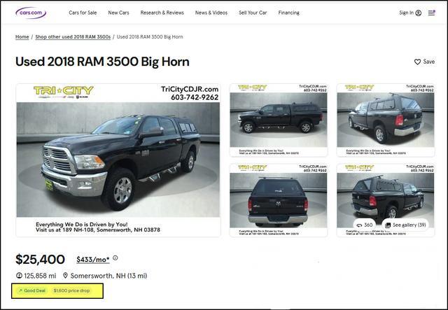 used 2018 Ram 3500 car, priced at $25,400