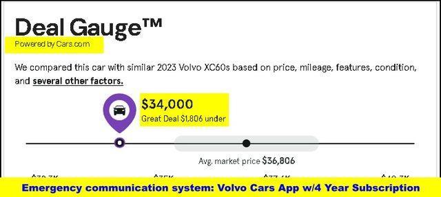 used 2023 Volvo XC60 car, priced at $34,000