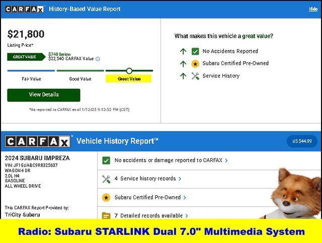 used 2024 Subaru Impreza car, priced at $21,800