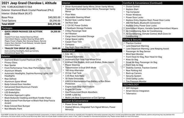 used 2021 Jeep Grand Cherokee L car