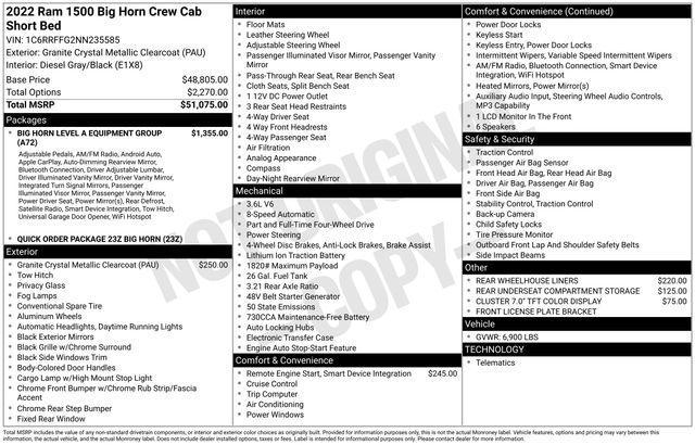 used 2022 Ram 1500 car, priced at $33,600