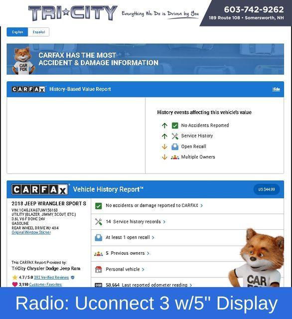 used 2018 Jeep Wrangler car, priced at $24,200