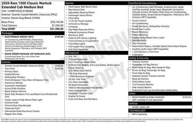 used 2020 Ram 1500 Classic car, priced at $27,000
