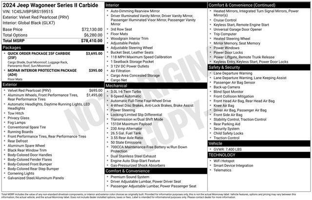 used 2024 Jeep Wagoneer car, priced at $63,000