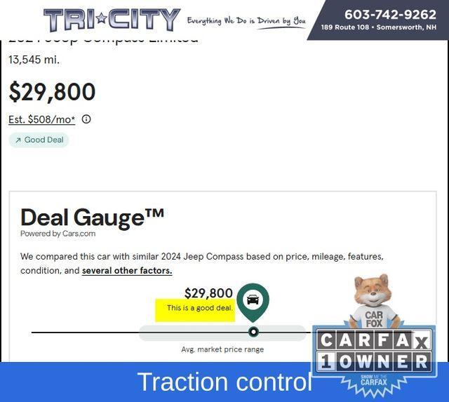 used 2024 Jeep Compass car, priced at $28,900