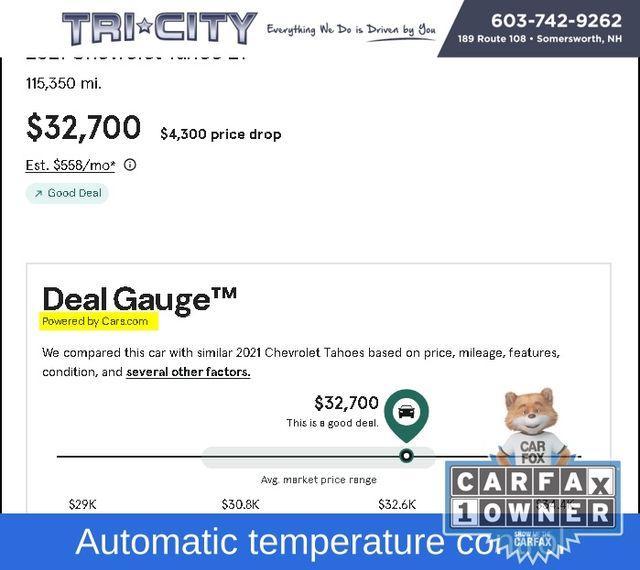 used 2021 Chevrolet Tahoe car, priced at $32,700