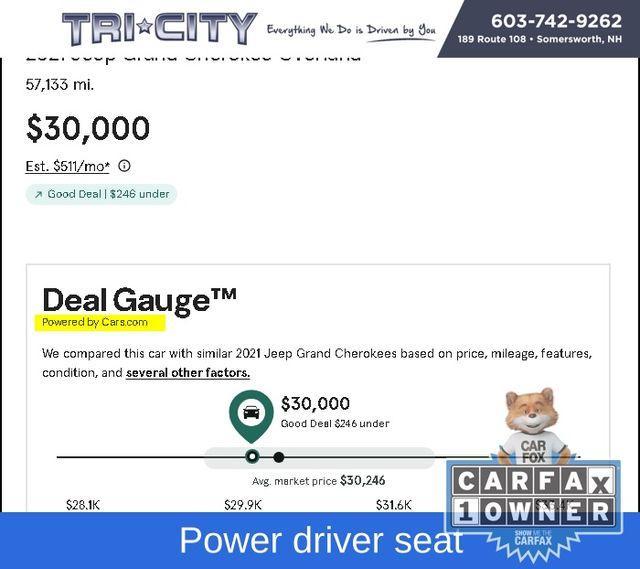 used 2021 Jeep Grand Cherokee car, priced at $29,000