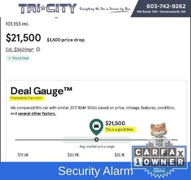 used 2017 Ram 1500 car, priced at $20,400