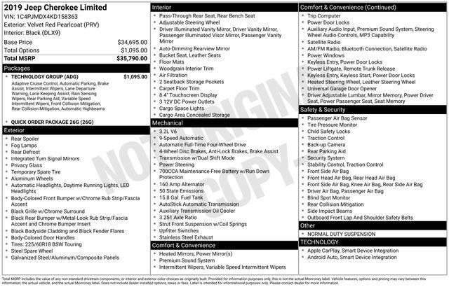 used 2019 Jeep Cherokee car