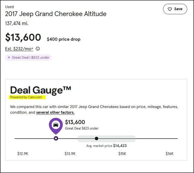 used 2017 Jeep Grand Cherokee car, priced at $12,700