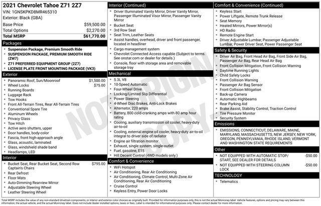 used 2021 Chevrolet Tahoe car, priced at $54,900