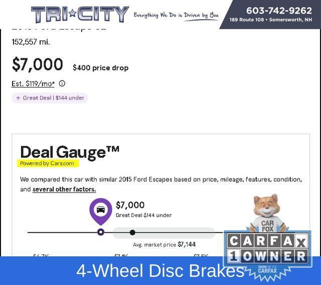 used 2015 Ford Escape car, priced at $7,000
