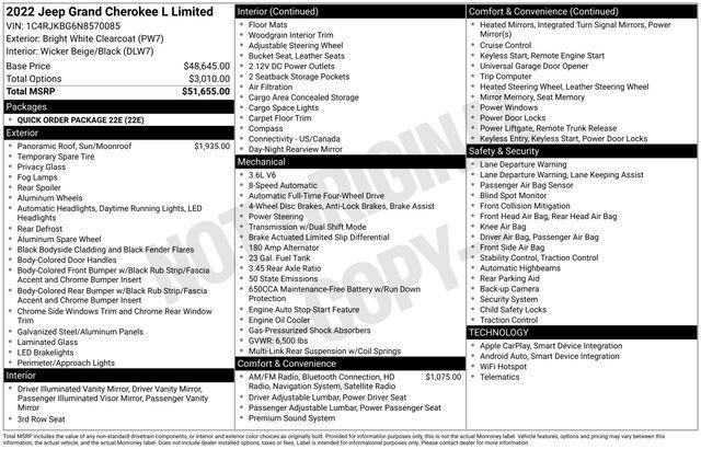 used 2022 Jeep Grand Cherokee L car, priced at $33,000