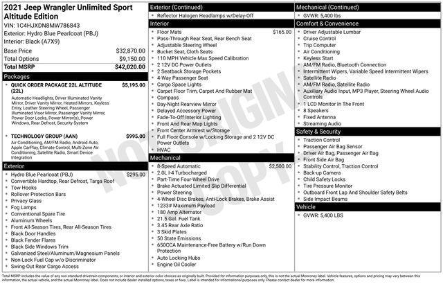 used 2021 Jeep Wrangler Unlimited car, priced at $28,600