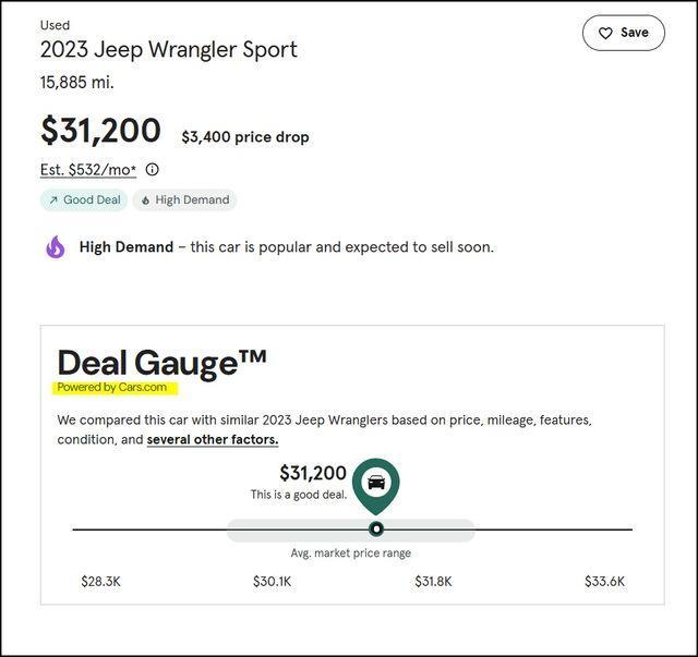 used 2023 Jeep Wrangler car, priced at $30,700