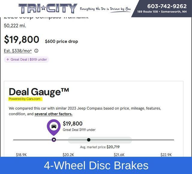 used 2023 Jeep Compass car, priced at $19,800