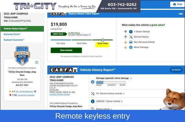 used 2023 Jeep Compass car, priced at $19,800