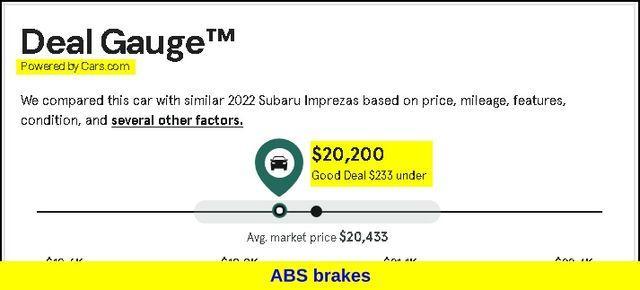 used 2022 Subaru Impreza car, priced at $20,200