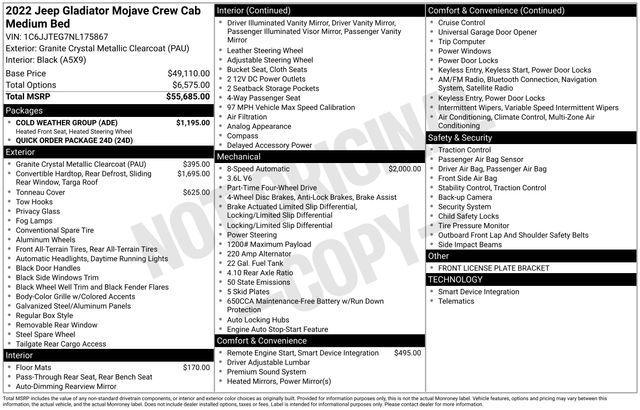used 2022 Jeep Gladiator car