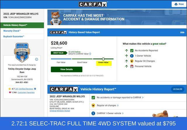 used 2022 Jeep Wrangler car, priced at $28,600