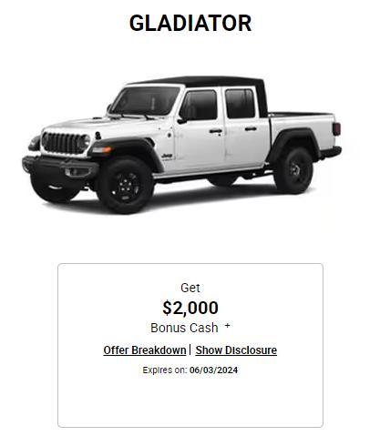 new 2024 Jeep Gladiator car, priced at $61,035