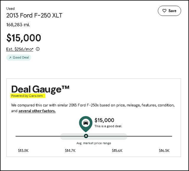 used 2013 Ford F-250 car, priced at $15,000