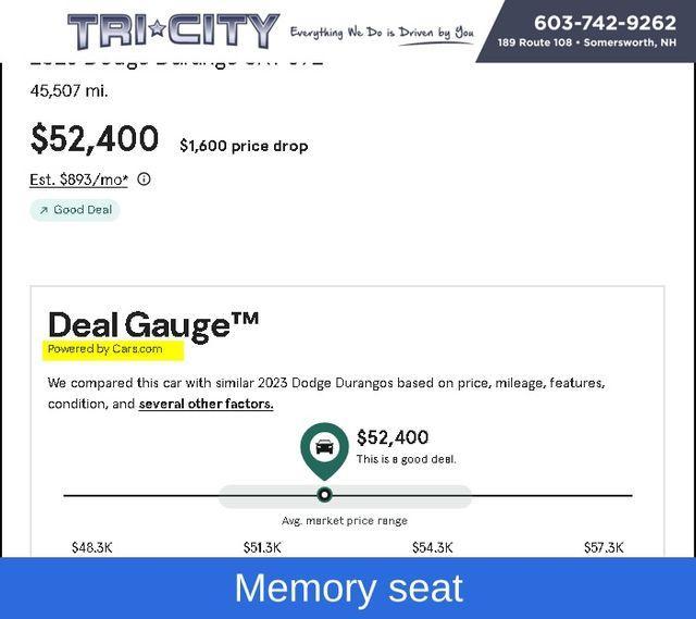 used 2023 Dodge Durango car, priced at $52,400