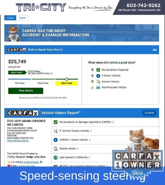 used 2022 Jeep Grand Cherokee WK car, priced at $25,749