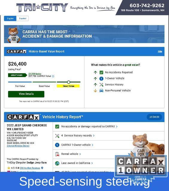 used 2022 Jeep Grand Cherokee WK car, priced at $25,749