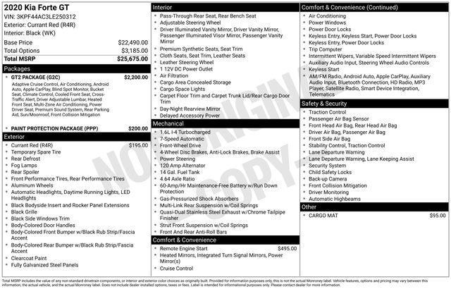 used 2020 Kia Forte car, priced at $15,400
