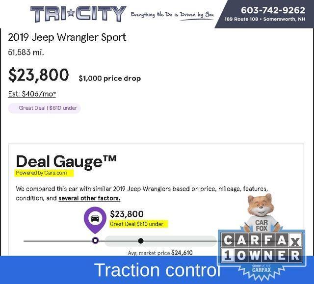 used 2019 Jeep Wrangler car, priced at $23,000
