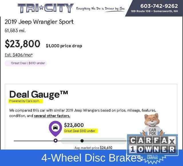 used 2019 Jeep Wrangler car, priced at $23,800