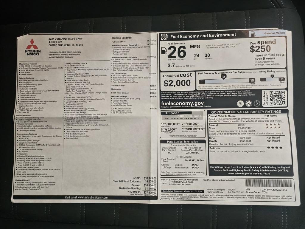 used 2024 Mitsubishi Outlander car, priced at $26,500