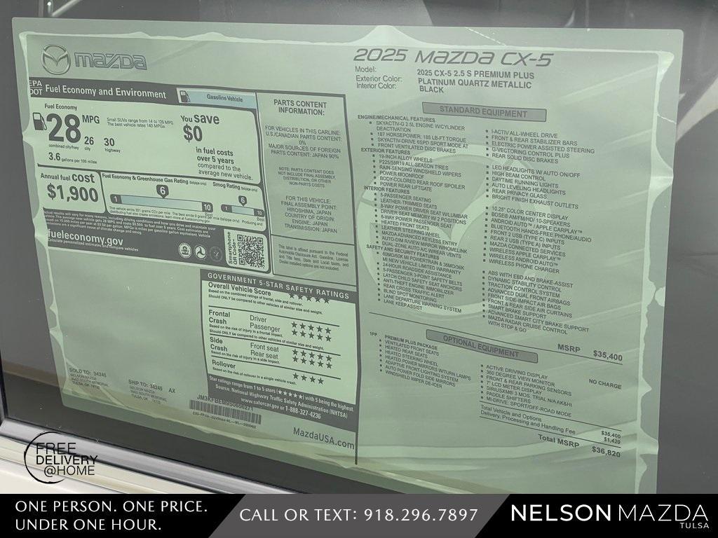 new 2025 Mazda CX-5 car, priced at $35,870
