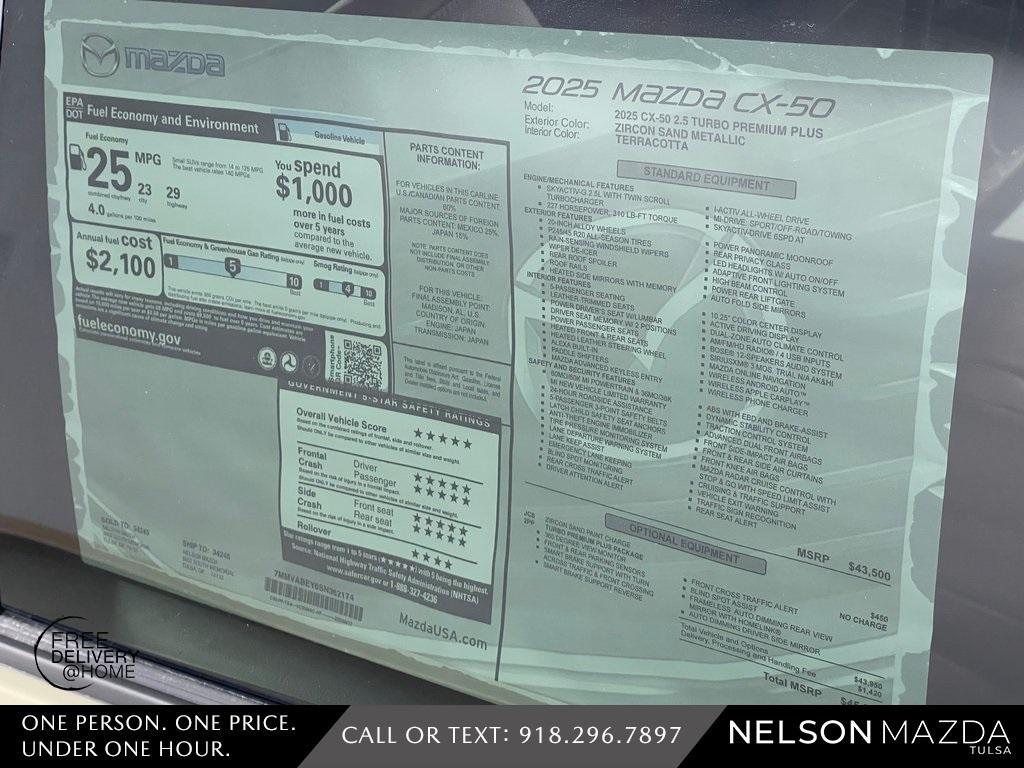 new 2025 Mazda CX-50 car, priced at $43,920