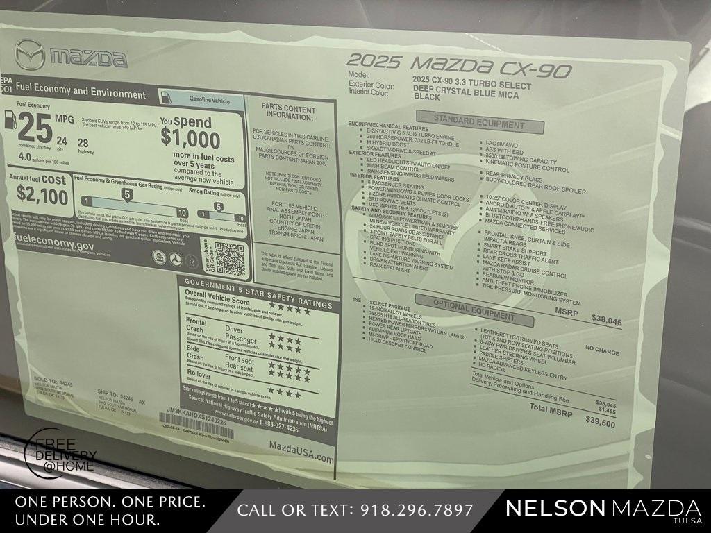 new 2025 Mazda CX-90 car, priced at $37,549