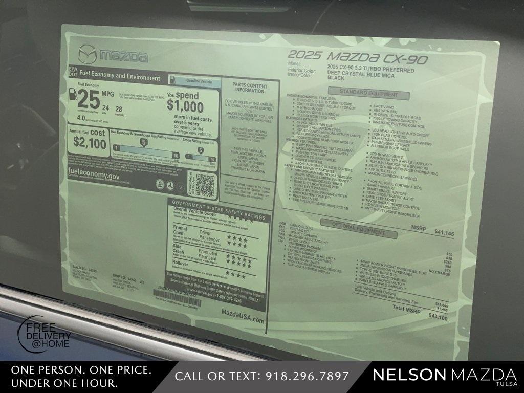 new 2025 Mazda CX-90 car, priced at $41,221