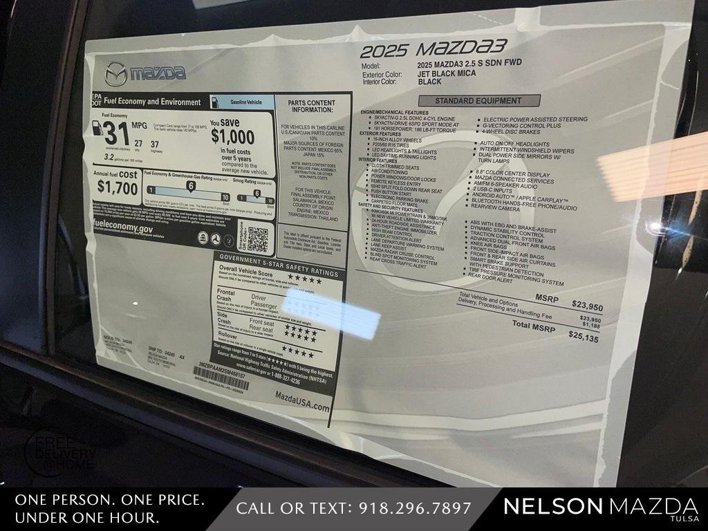 new 2025 Mazda Mazda3 car, priced at $24,835
