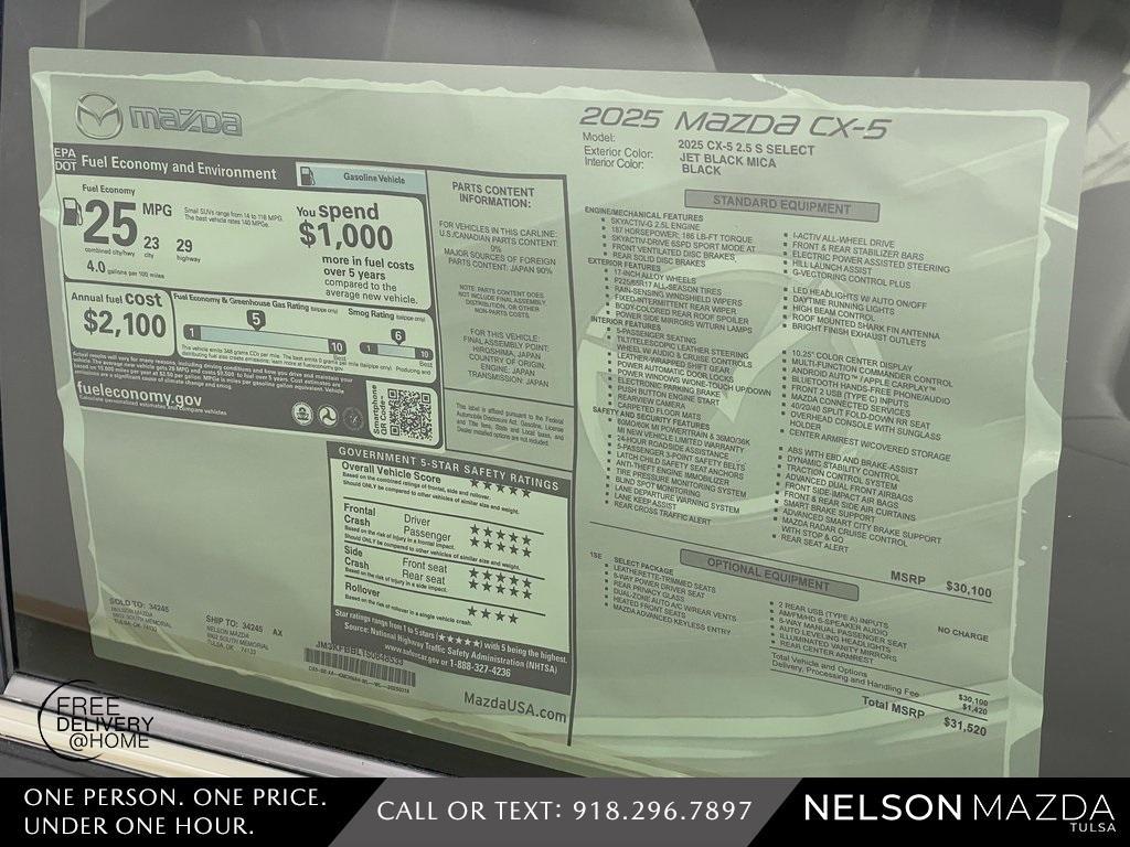 new 2025 Mazda CX-5 car, priced at $31,220