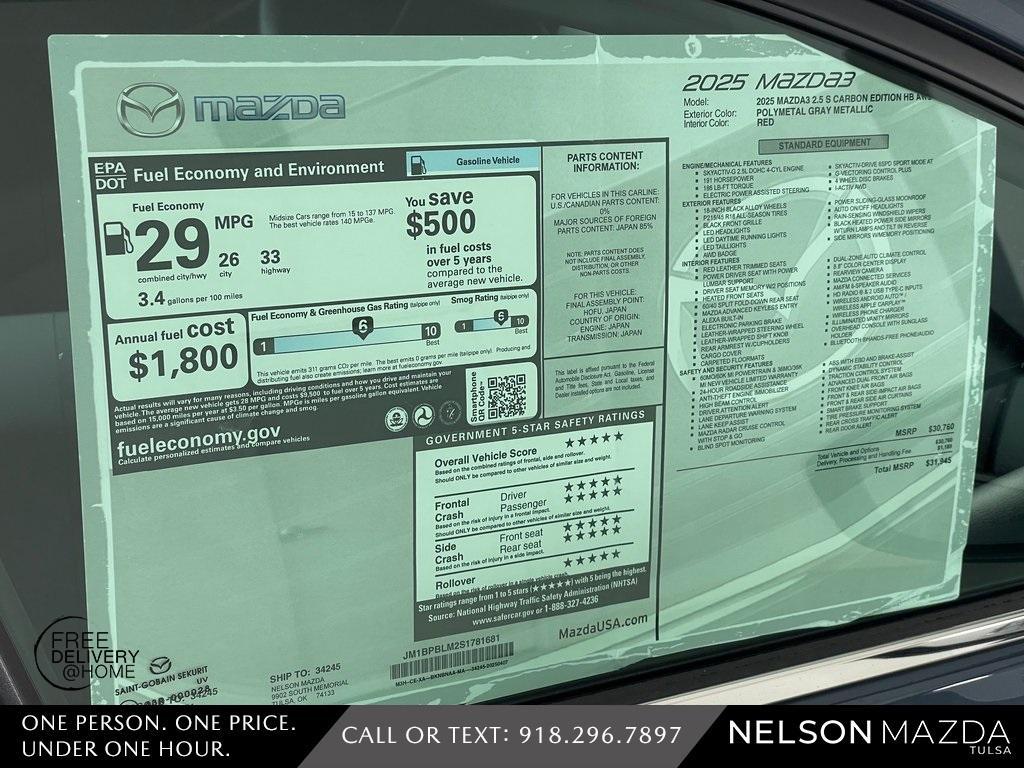new 2025 Mazda Mazda3 car, priced at $31,645