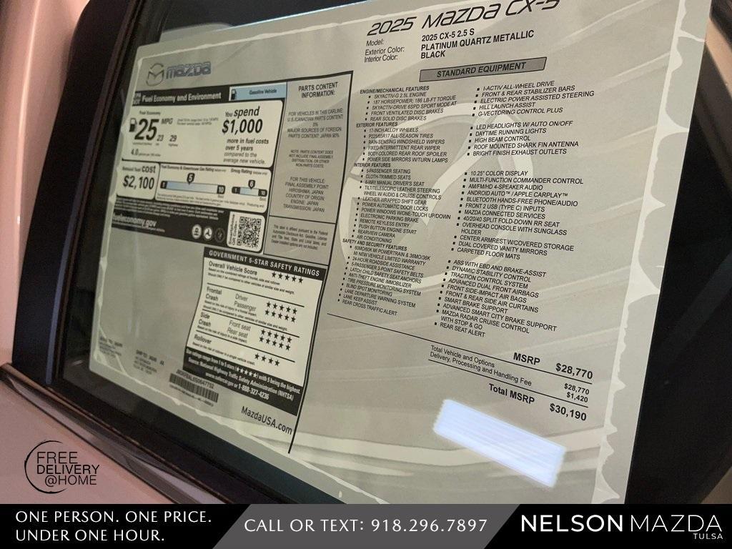new 2025 Mazda CX-5 car, priced at $29,740