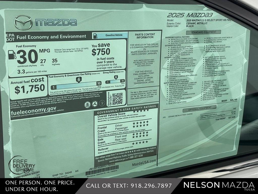 new 2025 Mazda Mazda3 car, priced at $27,525