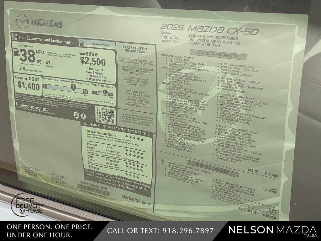 new 2025 Mazda CX-50 Hybrid car, priced at $38,270