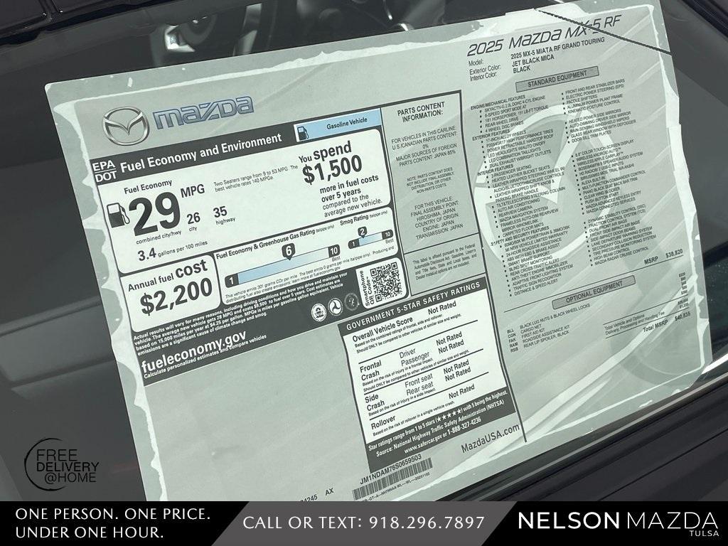 new 2025 Mazda MX-5 Miata RF car, priced at $39,708