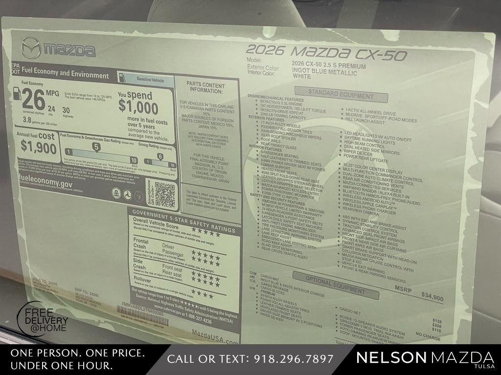 new 2026 Mazda CX-50 car, priced at $35,888