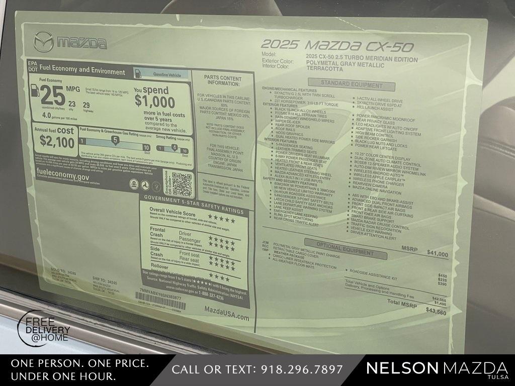 new 2025 Mazda CX-50 car, priced at $42,560