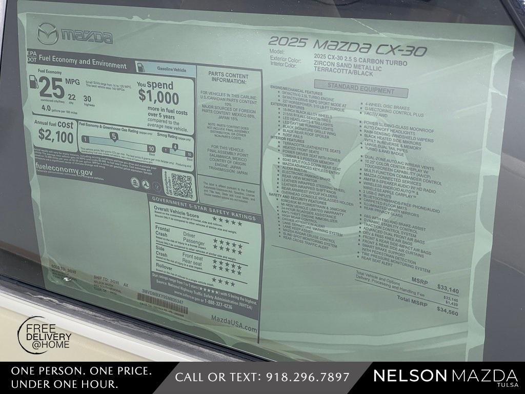 new 2025 Mazda CX-30 car, priced at $33,060
