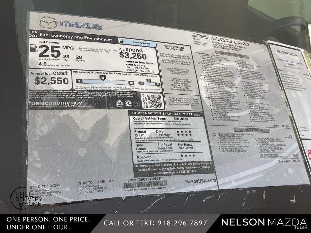 new 2025 Mazda CX-70 car, priced at $49,990