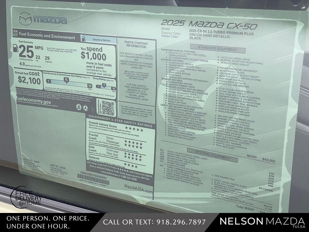 new 2025 Mazda CX-50 car, priced at $47,965