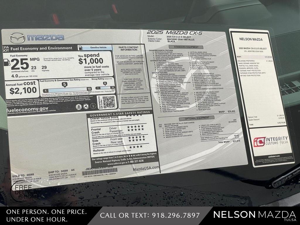 new 2025 Mazda CX-5 car, priced at $33,310